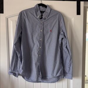 Ralph Lauren Navy Checkered Button Down Shirt